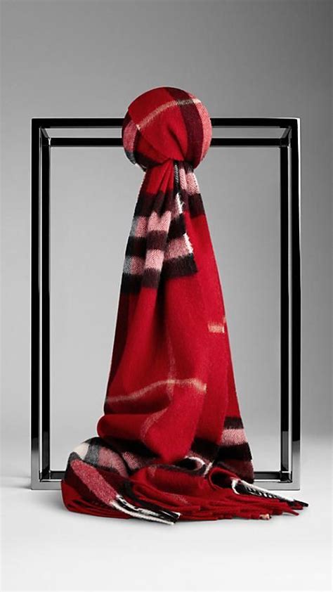 burberry prorsum parade red scarf|Burberry Cashmere Exploded Check Scarf, Parade Red.